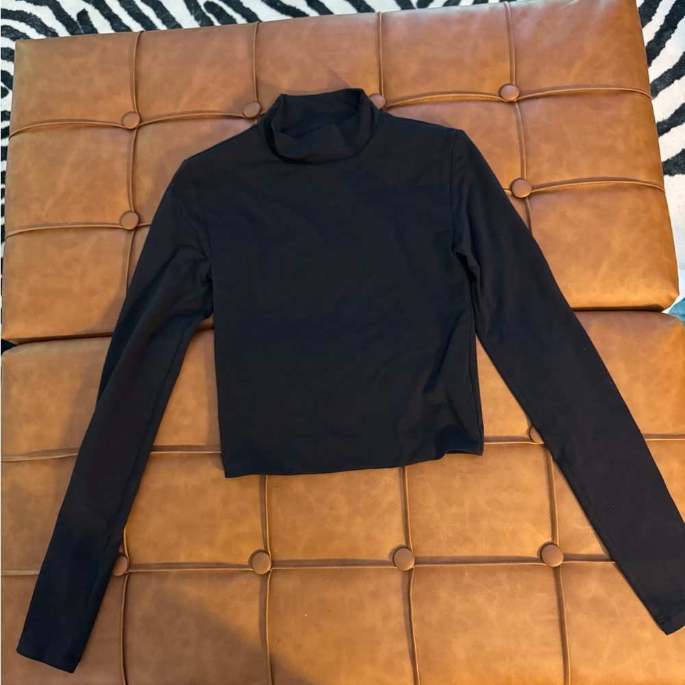Aritzia Black Fitted Crop Long Sleeve Tee